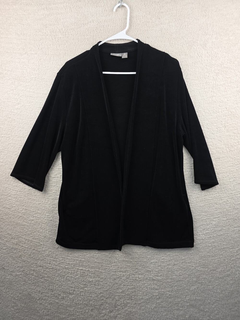 Travelers by Chico's Black Open Front Cardigan Size 2